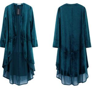 R.Vivimos Ruffled Long Velvet blazer -M (NWT)